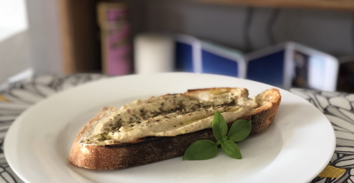 Eggplant hummus toast