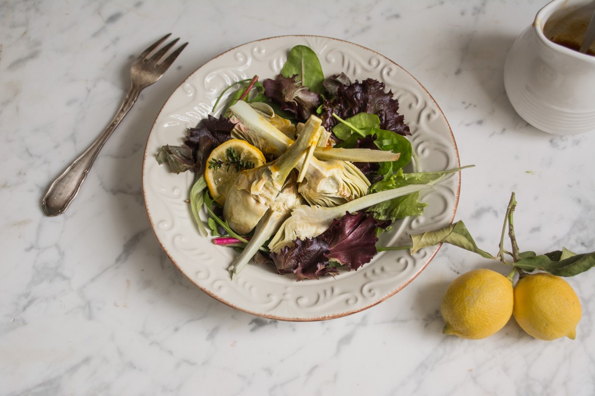 Ensalada de alcachofas con vinagreta de cítricos