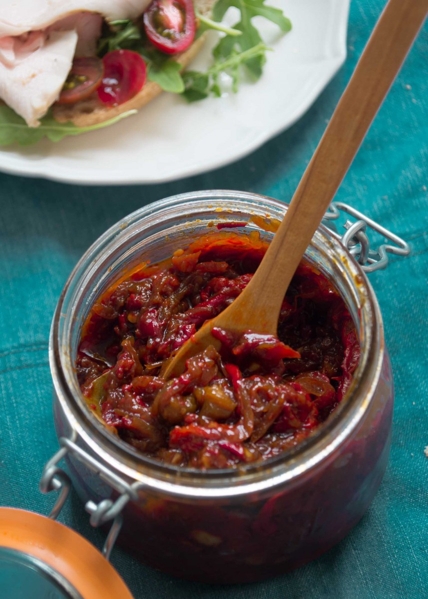 Chutney de cebollas rojas y pimientos