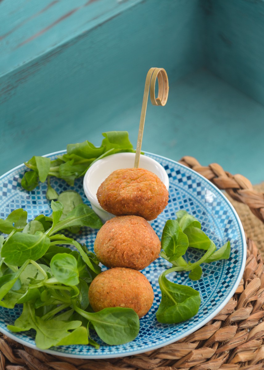 Falafel de tomate seco y queso feta