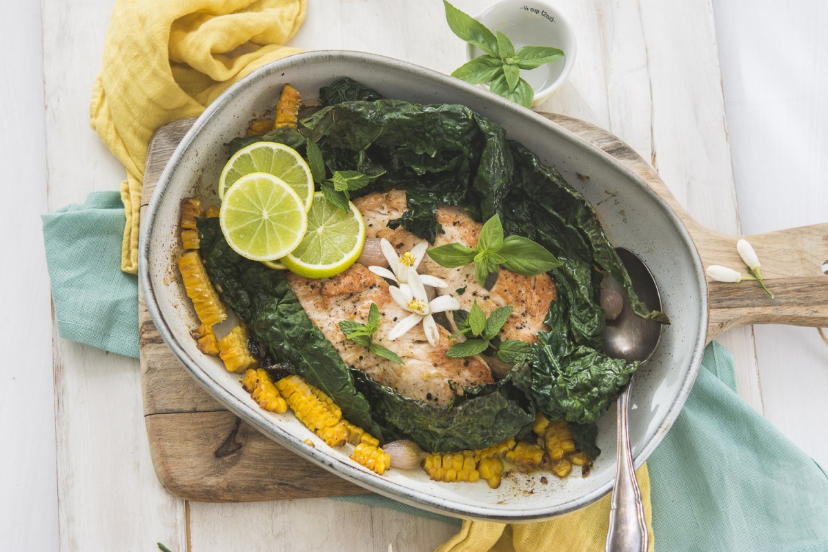 Festín aromático de maiz y kale 