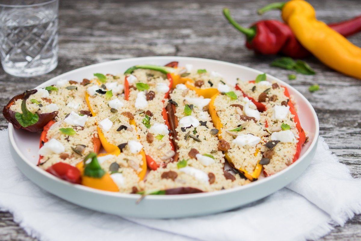 BBQ salade met gegrilde zoete puntpaprika & couscous