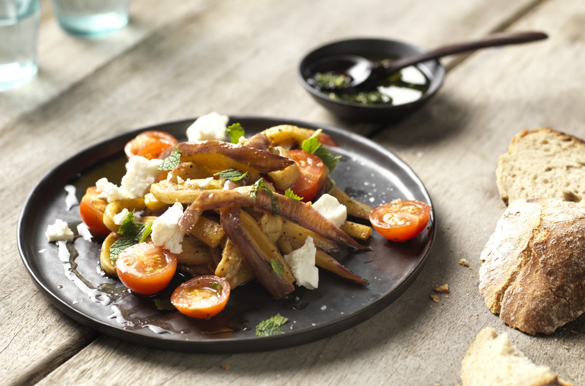 Gegrilde auberginesalade met Melanza