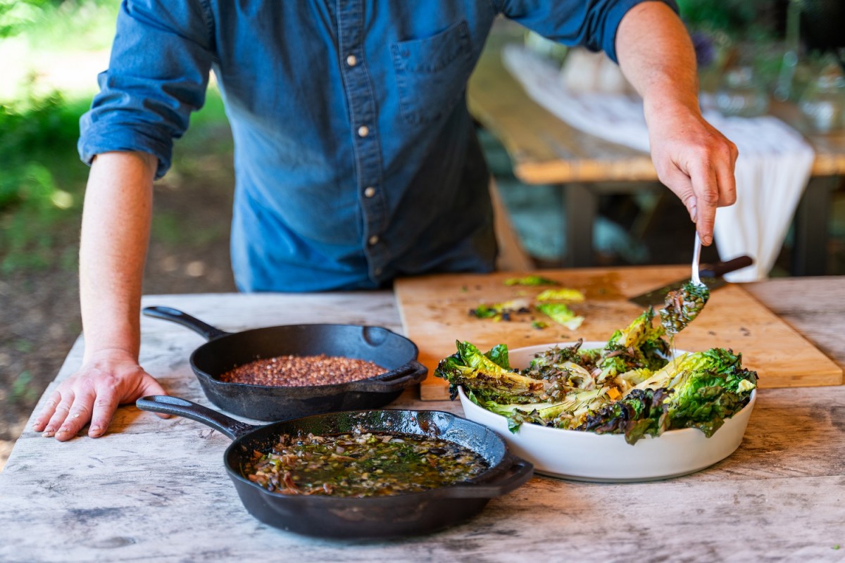 Grilled Little Gem lettuce with Bagna Cauda