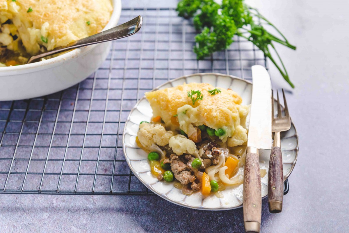 Cottage pie met bloemkool en paprika