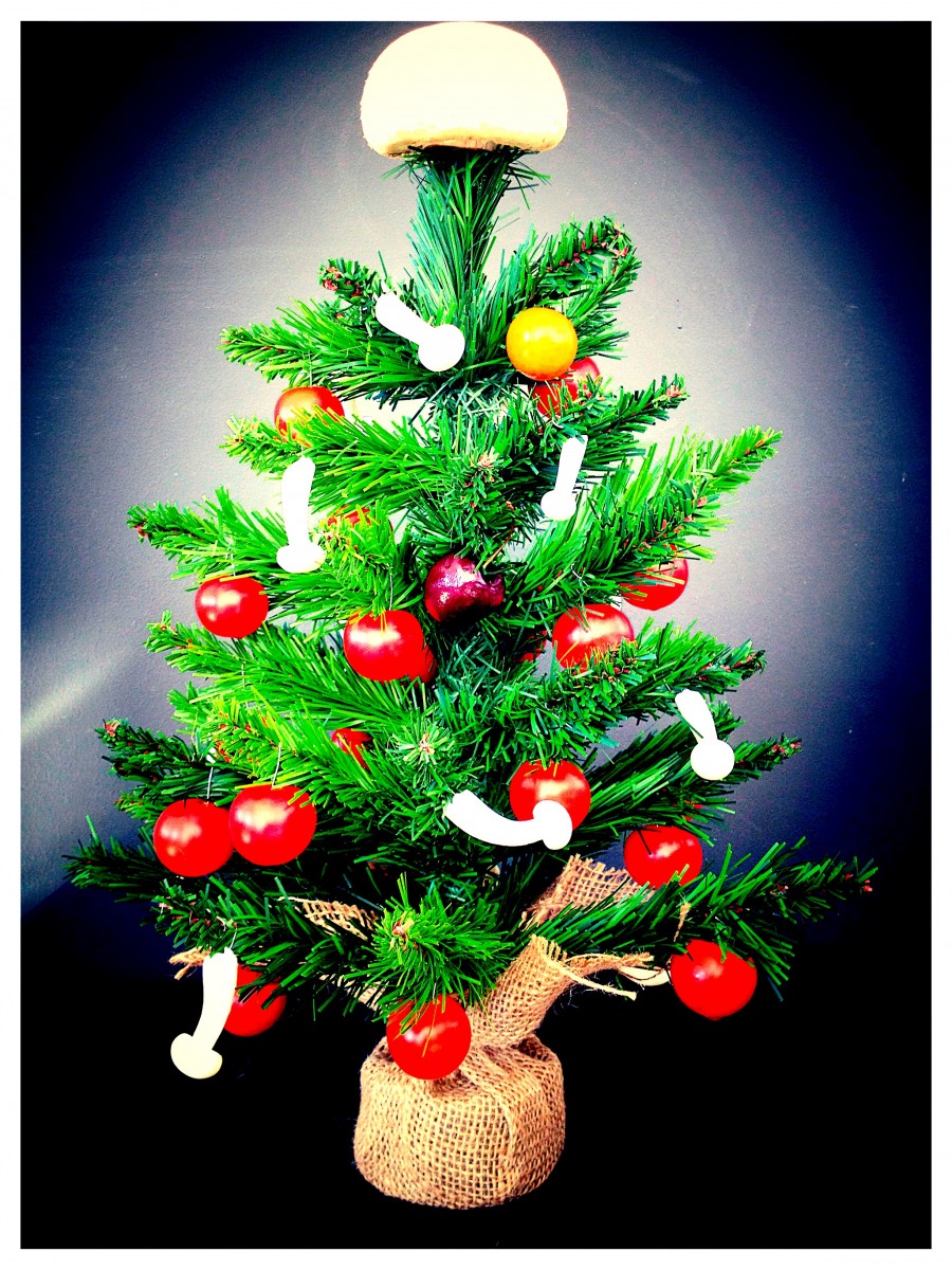 Arbol de Navidad con cherry y champiñones