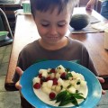 Melon, feta and raspberry salad