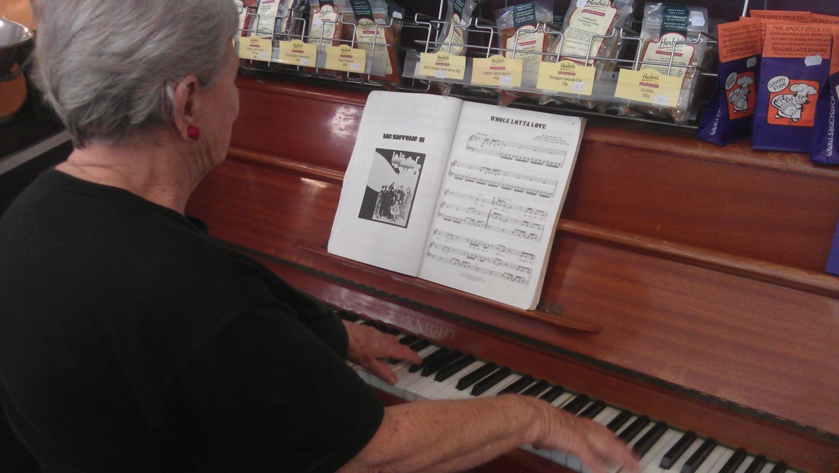 Come and play the old piano at the Fresh Ingredient