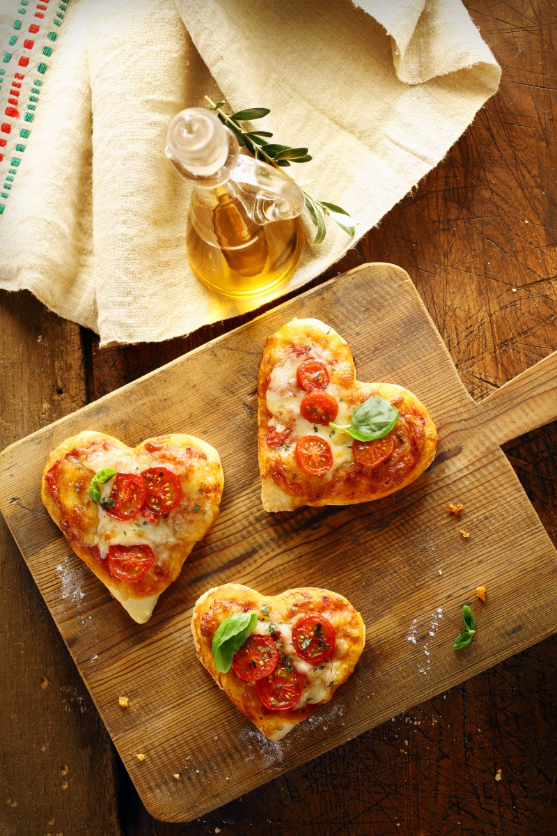 sweet heart pizzas