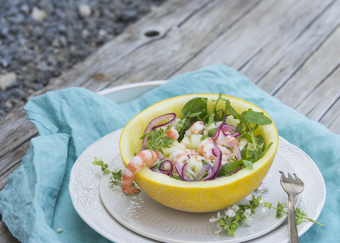 Tartar Sanluqueño de Melón y langostinos