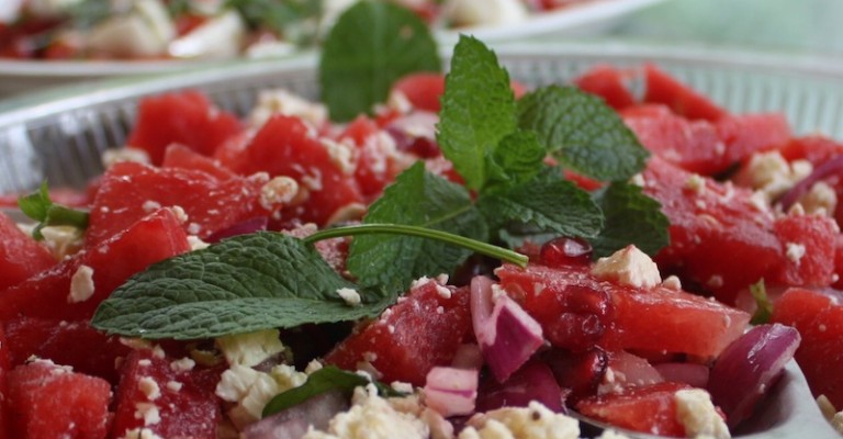 Watermelon And Pomegranate Salad With Red Onion Love My Salad