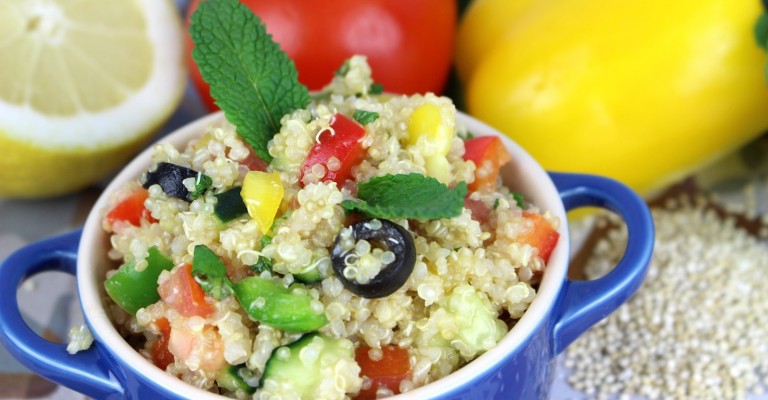 Quinoa Salad With Capsicum Tomato Cucumber And Fresh Mint Love