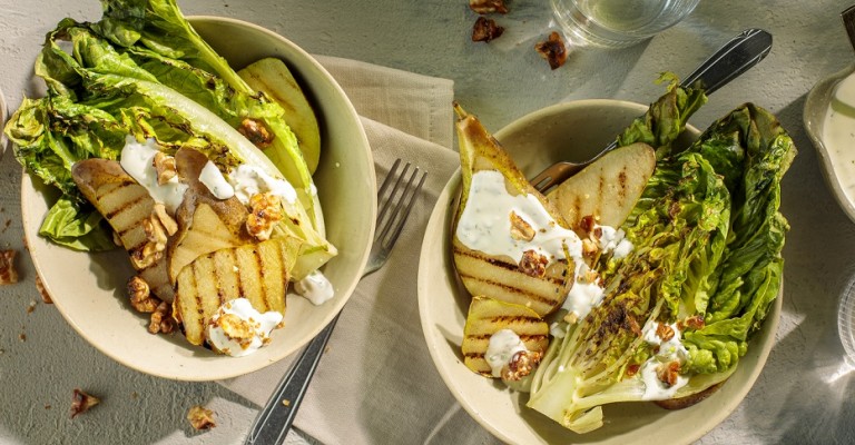 Grilled Little Gem With Pear And Candied Walnuts Love My Salad