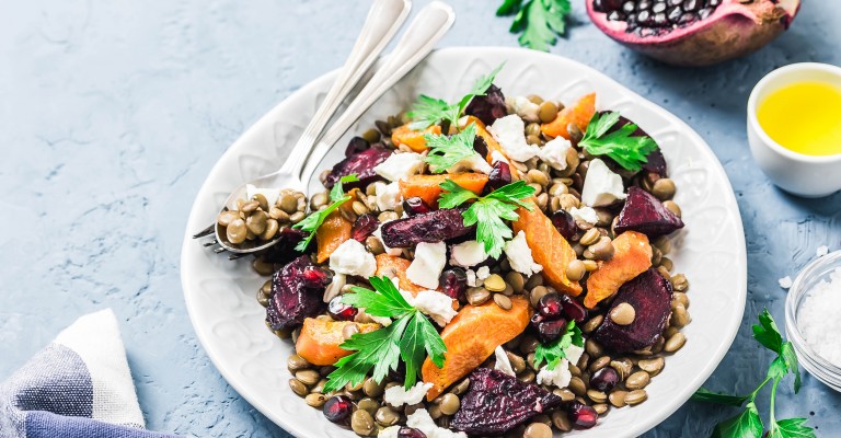 Roasted Beetroot And Carrot Lentil Salad Love My Salad