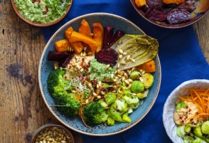 winter salad bowl, nourishing health bowl, winter salad, roast vegetables