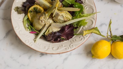Ensalada de alcachofas con vinagreta de cítricos Ensalada de alcachofas con vinagreta de cítricos