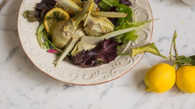 Ensalada de alcachofas con vinagreta de cítricos