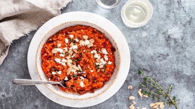 Beetroot risotto feta