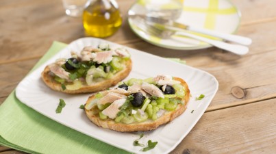 Celery salad with smoked trout