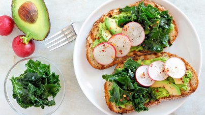 Avocado, radish and kale sandwich