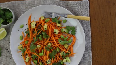 Carrot edamame ginger salad 