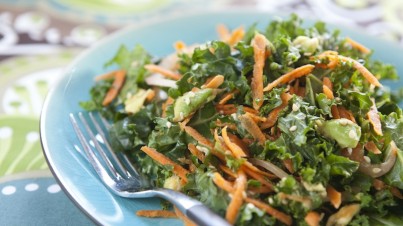 Kale, carrot, and avocado salad