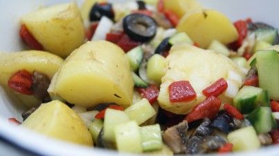 Ensalada verano con vinagreta de limón y ajo