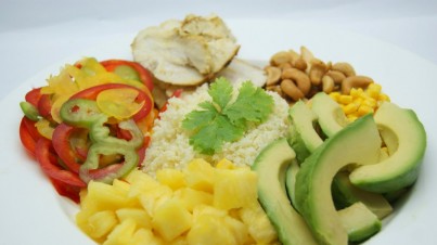 Couscous tropical con aliño de aceite de oliva y lima