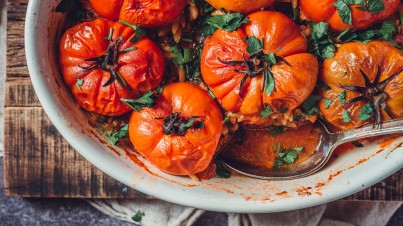 Gevulde tomaat uit de oven met orzo