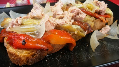 Smoky roasted vegetables and tuna on toast