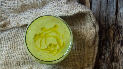 Gazpacho de tomate verde con toque mexicano. 