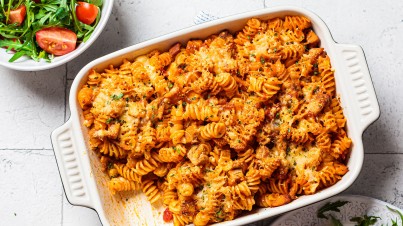 Macarrão com abobrinha e frango