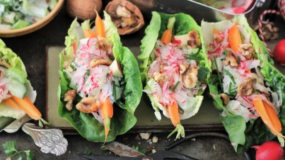 Gevulde slabladeren met appelsalade