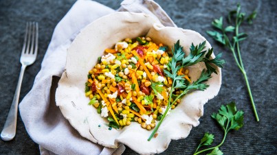 Insalata di farro con carote del Fucino, lenticchie e giuncatella