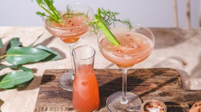 Mocktail au sirop rhubarbe-fenouil