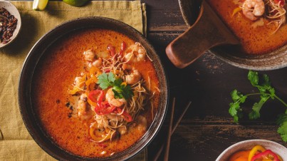 Saxon noodle soup with prawns and Sweet Palermo