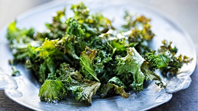 Crispy kale chips, oven baked