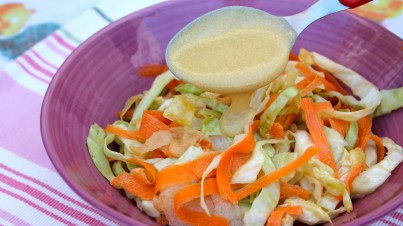 Carrot and apple coleslaw with mustard vinaigrette