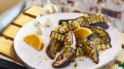 Gegrilde aubergine met Orange Honey marinade