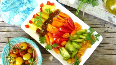 Colourful tomato salad with coriander vinaigrette