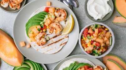 Garnelen-Wraps mit Melonensalsa