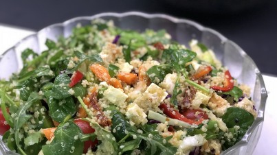 Colourful vegetable and quinoa salad