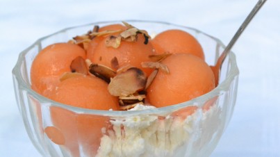 Rockmelon and ricotta parfait