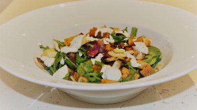 Salade de  roquette, poireau et patate douce