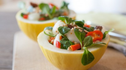 Salat mit Hähnchen und Melone