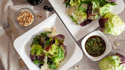 Basic Salad with red butterhead lettuce hearts