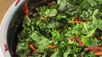 Kale, carrot and beetroot rainbow salad