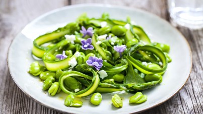 Green beans, mixed leaves, goat cheese, fresh mint 