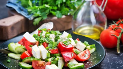 Cocktailtomaten salade met komkommer en feta