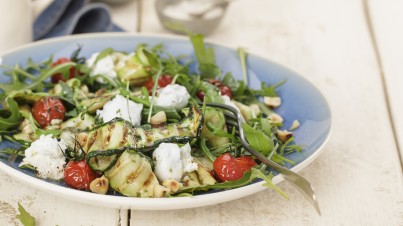 Grilled zucchini ribbon salad